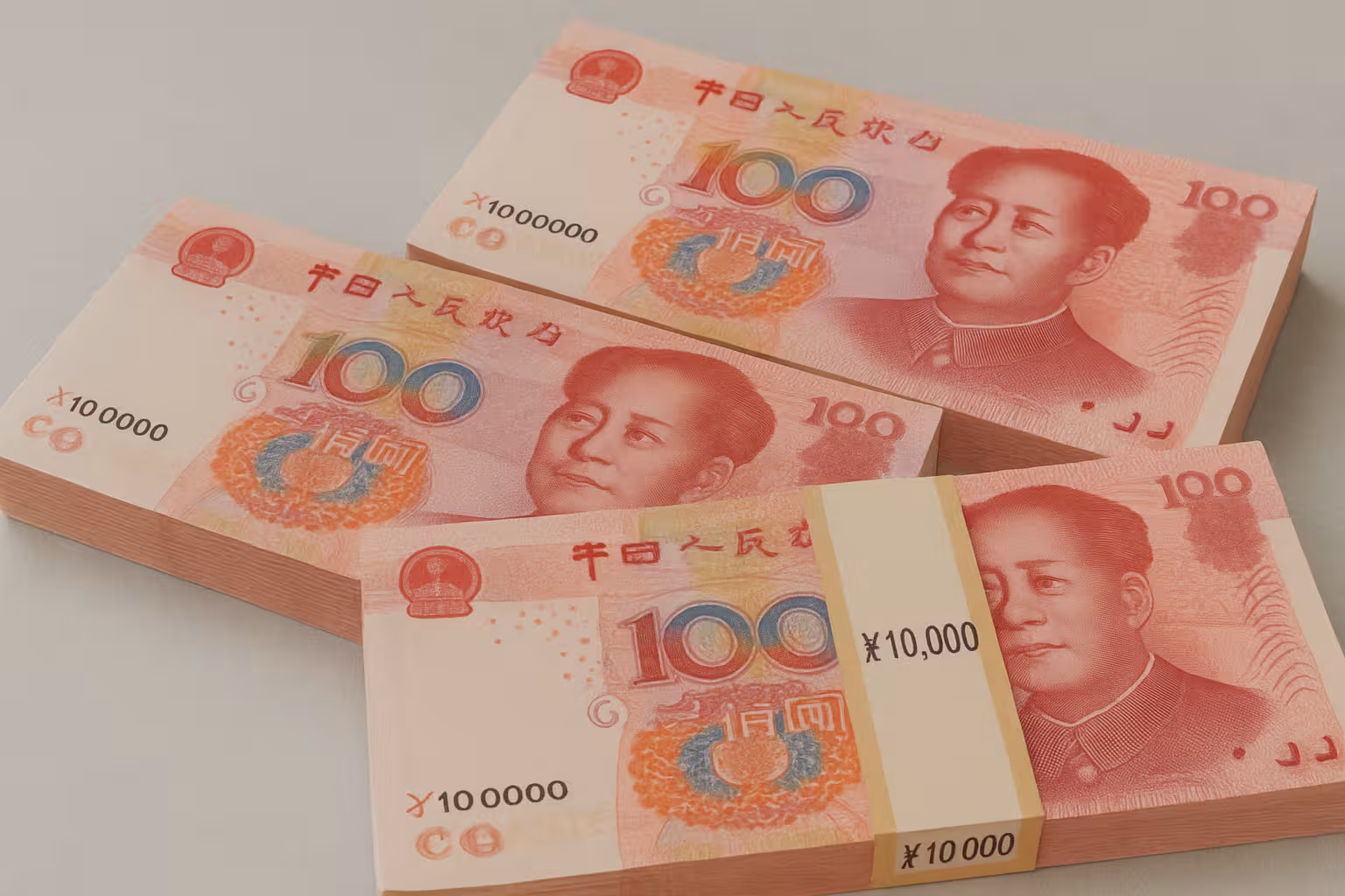 Chinese Yuan prop money stacks